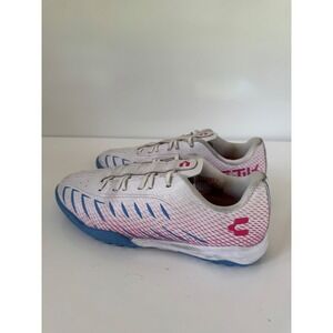Charly Zinetik Turf Soccer Cleats Mens 7.5 White Pink Blue Hi-Trac Rubber Sole